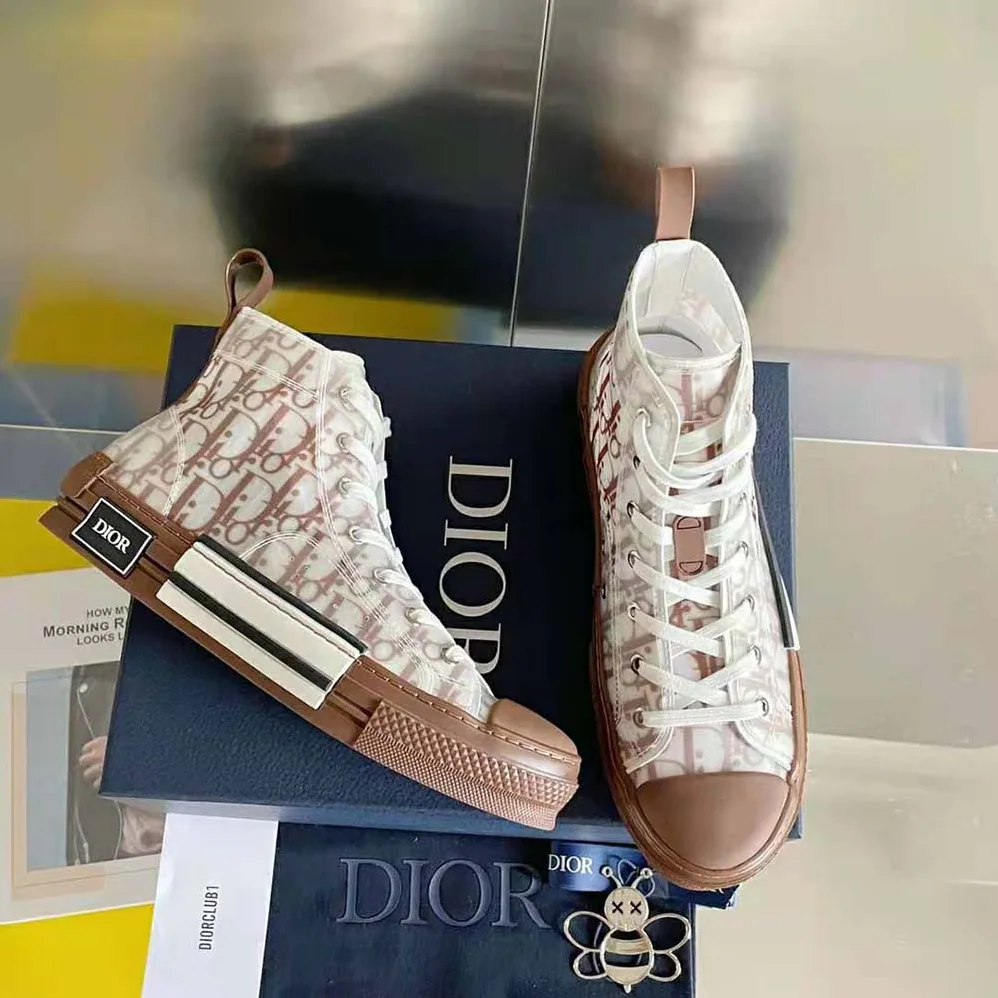 Dior B23 High-Top Sneaker Coffee Dior Oblique Canvas for Men