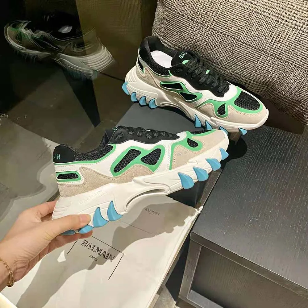Balmain B-East Trainer in Leather Suede and Mesh for Unisex in Aqua