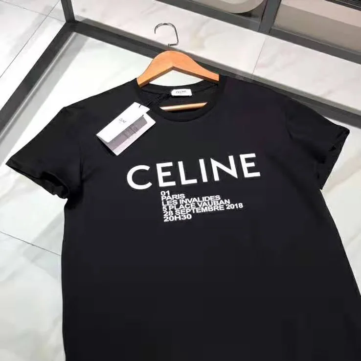 Celine Crew Neck Classic T-Shirt Celine Printed Jersey for Women in Black Celine Crew Neck Classic T-Shirt Celine Printed Jersey for Women in Black