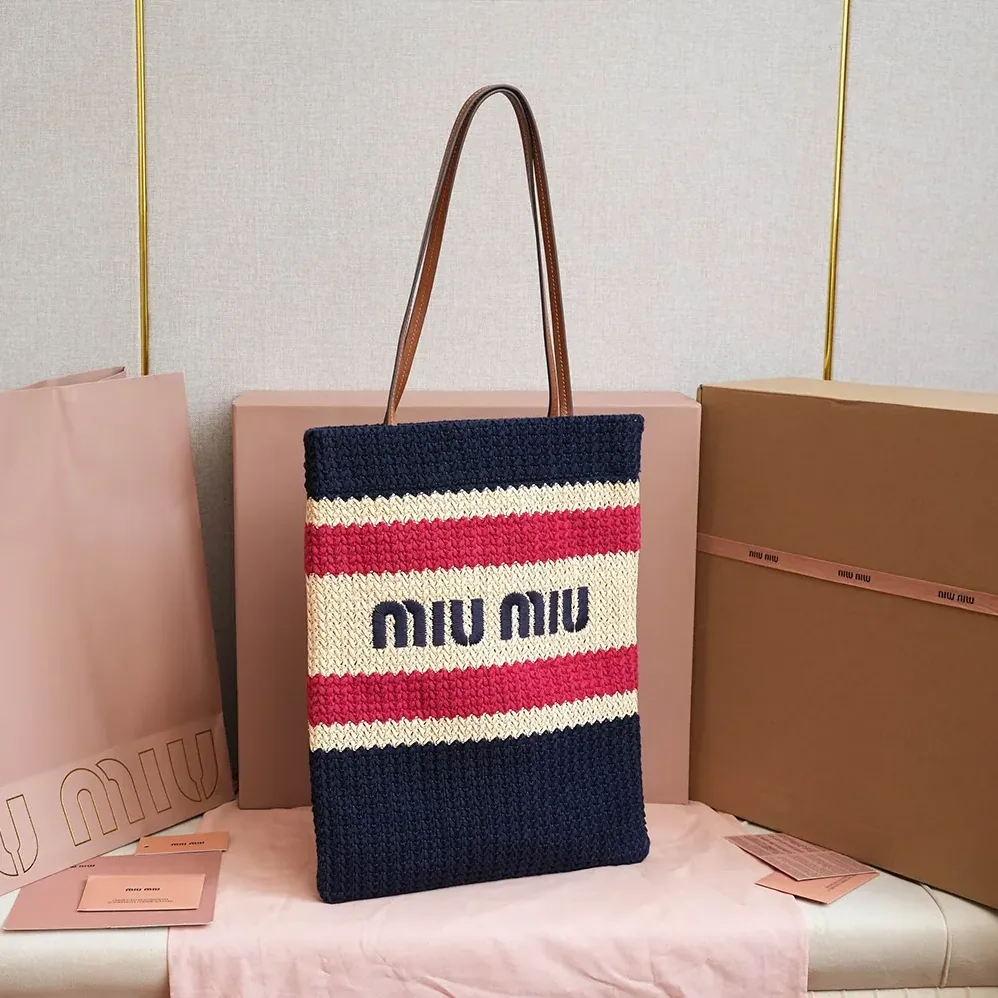 Miu Miu Raffia for Women in effect Woven Tote Bag