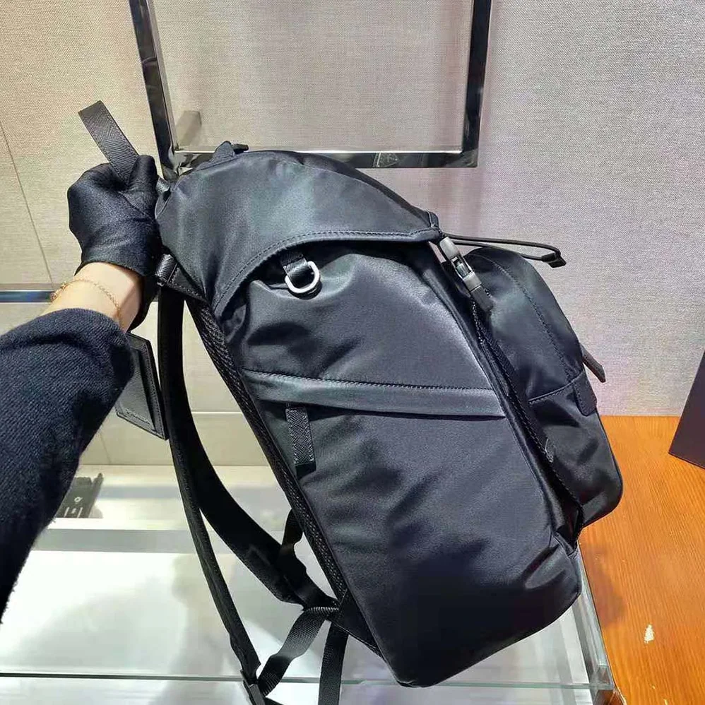 Prada Re-Nylon and Saffiano Leather Backpack for Women in Black
