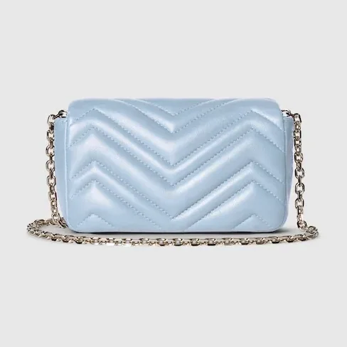 Gucci Marmont Mini Shoulder Bag in Light Blue Palladium Hardware