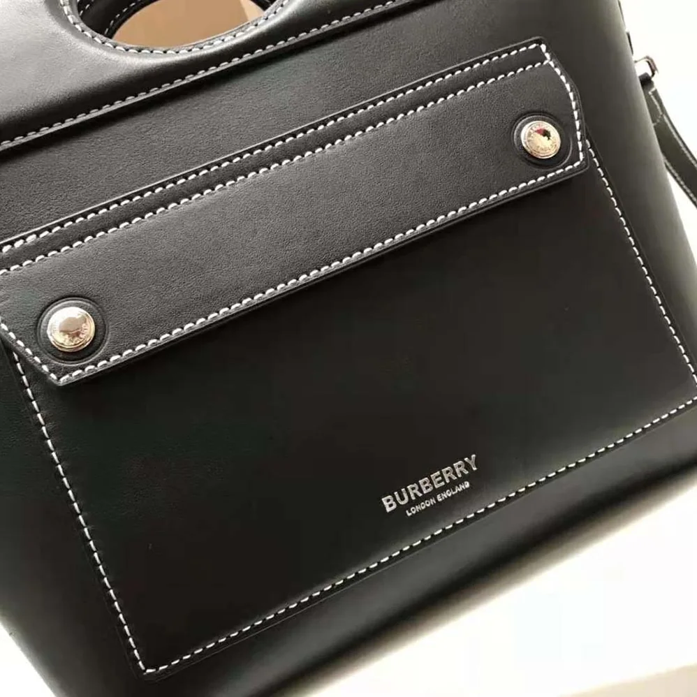 Burberry Mini Leather Soft Pocket Tote for Women in Black