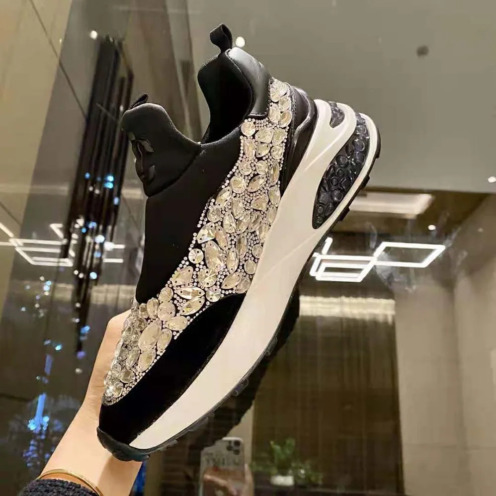 Jimmy Choo Memphis/F Ballet Black Mix Neoprene and Leather Low Top Trainers for Women
