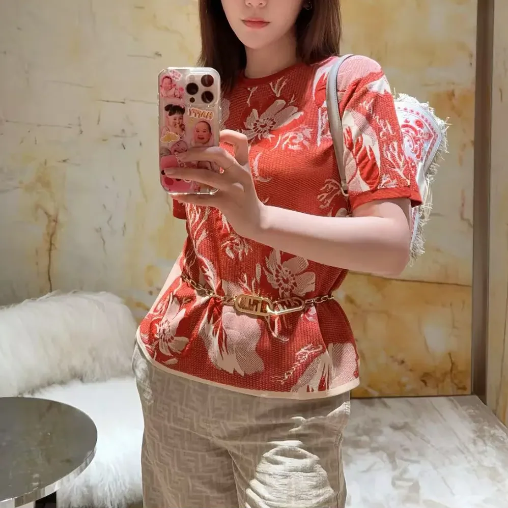 Fendi Red Viscose Jacquard T for Women in shirt Fendi Red Viscose Jacquard T for Women in shirt