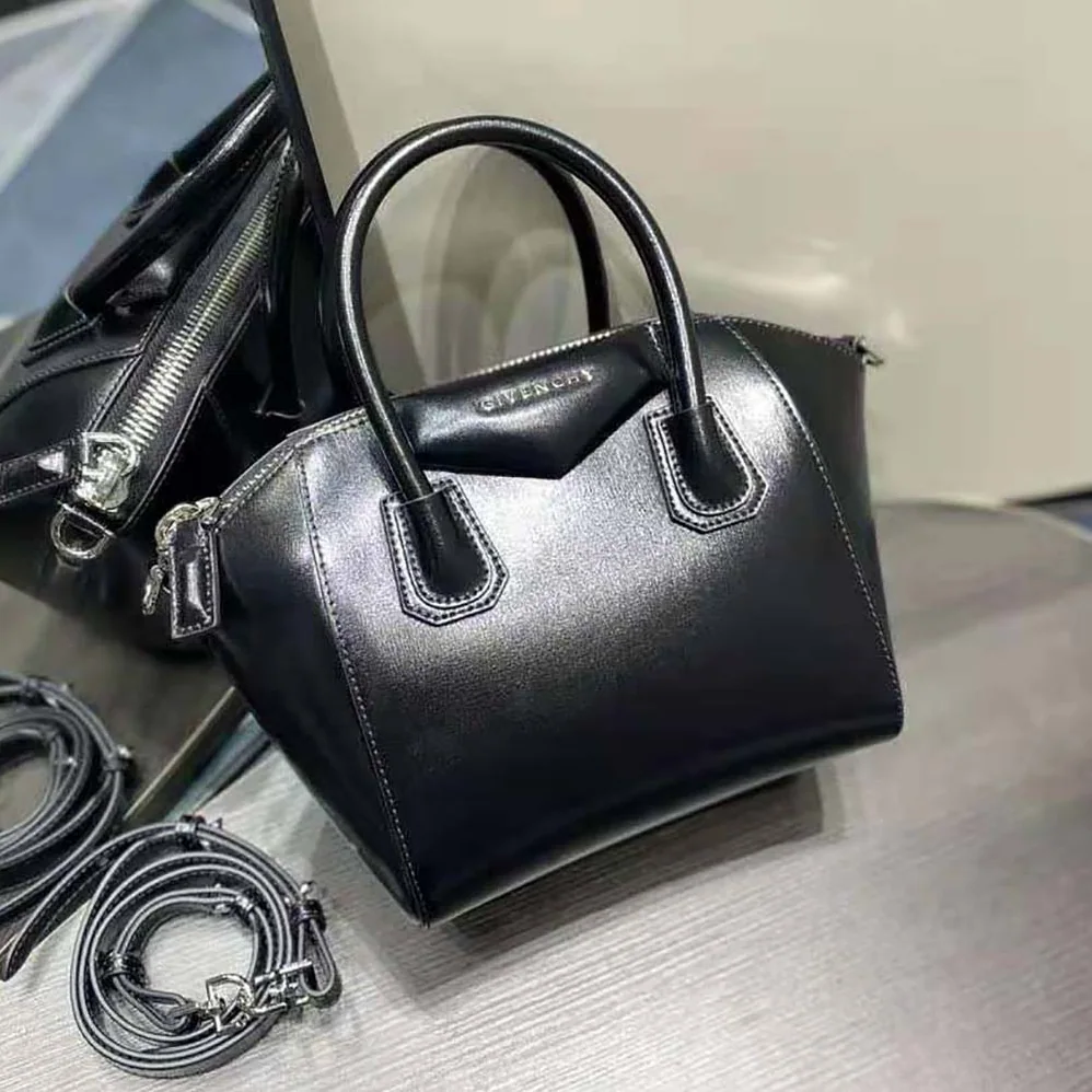 Givenchy Mini Antigona Bag in Box Leather with Chain for Women in Black