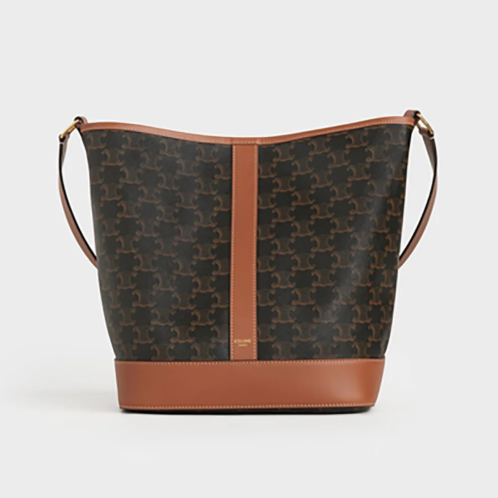 Celine Medium Bucket in Triomphe Canvas for Women in Brown Celine Medium Bucket in Triomphe Canvas for Women in Brown