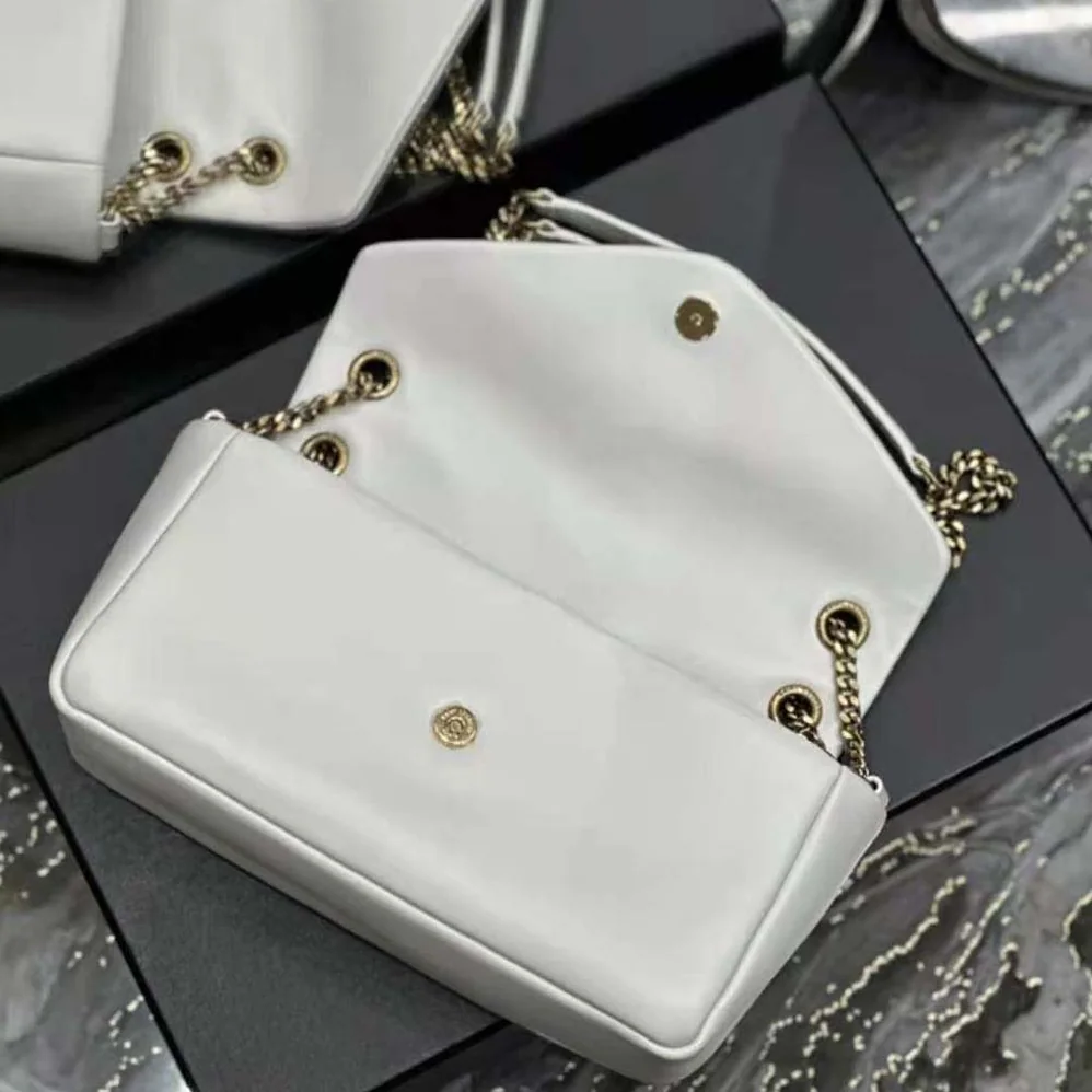 Saint Laurent YSL Calypso in Lambskin for Women in White Saint Laurent YSL Calypso in Lambskin for Women in White