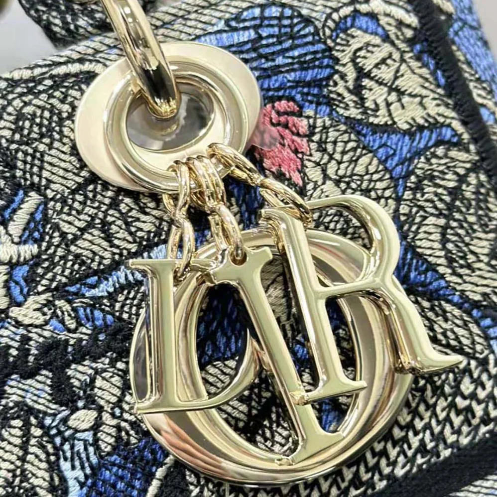 Dior Medium Lady D-lite Bag Denim Multicolor Dior Jardin Magique Embroidery for Women