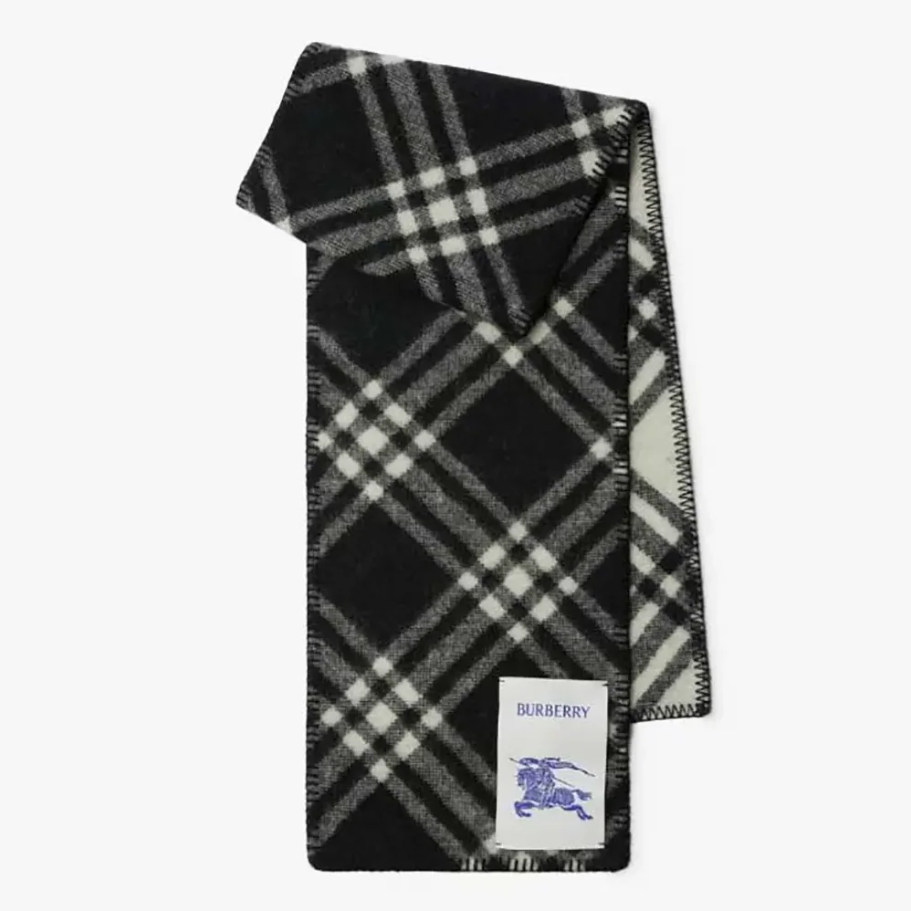 Burberry Check Wool Scarf for Unisex in Black