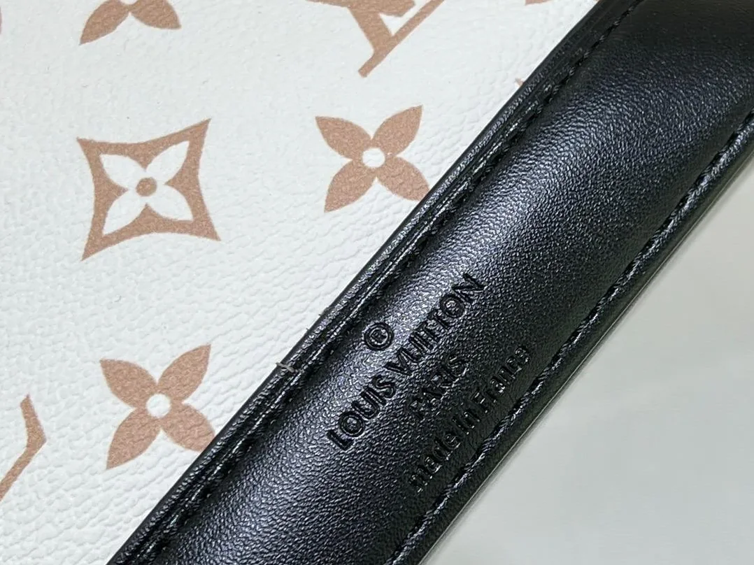 Louis Vuitton Nano Alma Top Handle Bag in White/ Brown Gold Hardware