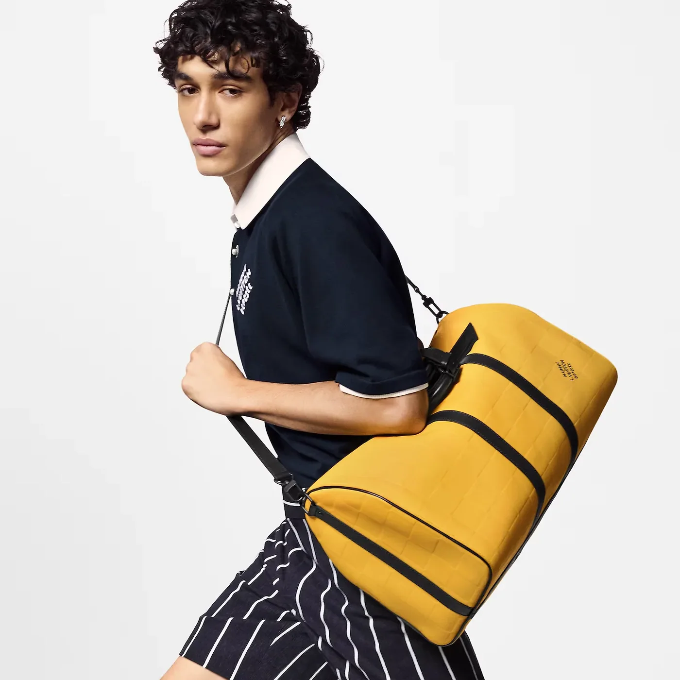 Louis Vuitton Keepall Bandouliere 50 Travel Bag in Yellow Black Hardware Louis Vuitton Keepall Bandouliere 50 Travel Bag in Yellow Black Hardware