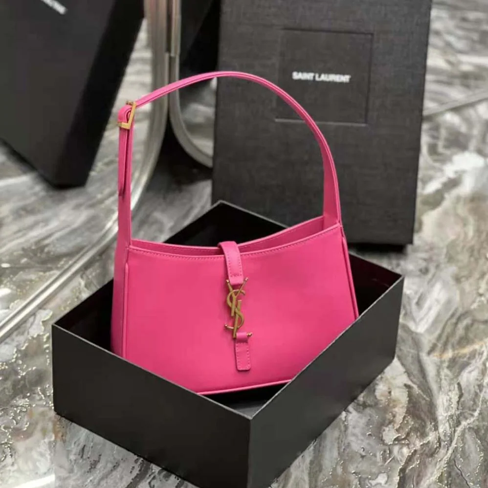 Saint Laurent YSL Le 5 A 7 Hobo Bag in Smooth Leather for Women in Rose Saint Laurent YSL Le 5 A 7 Hobo Bag in Smooth Leather for Women in Rose