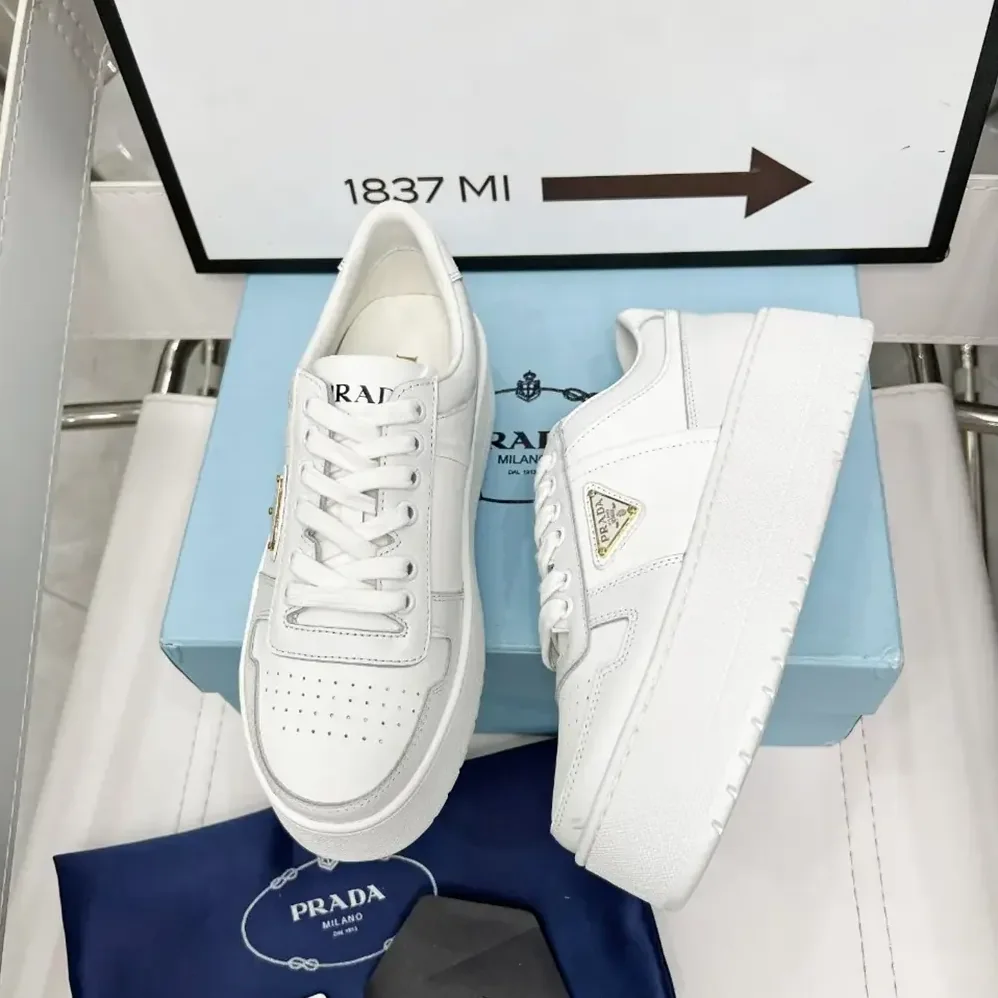 Prada Downtown Bold Leather Sneakers for Women