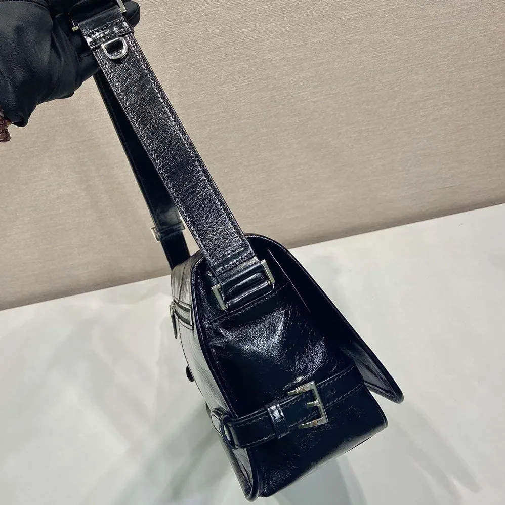 Prada Leather Shoulder Bag for Women in Black