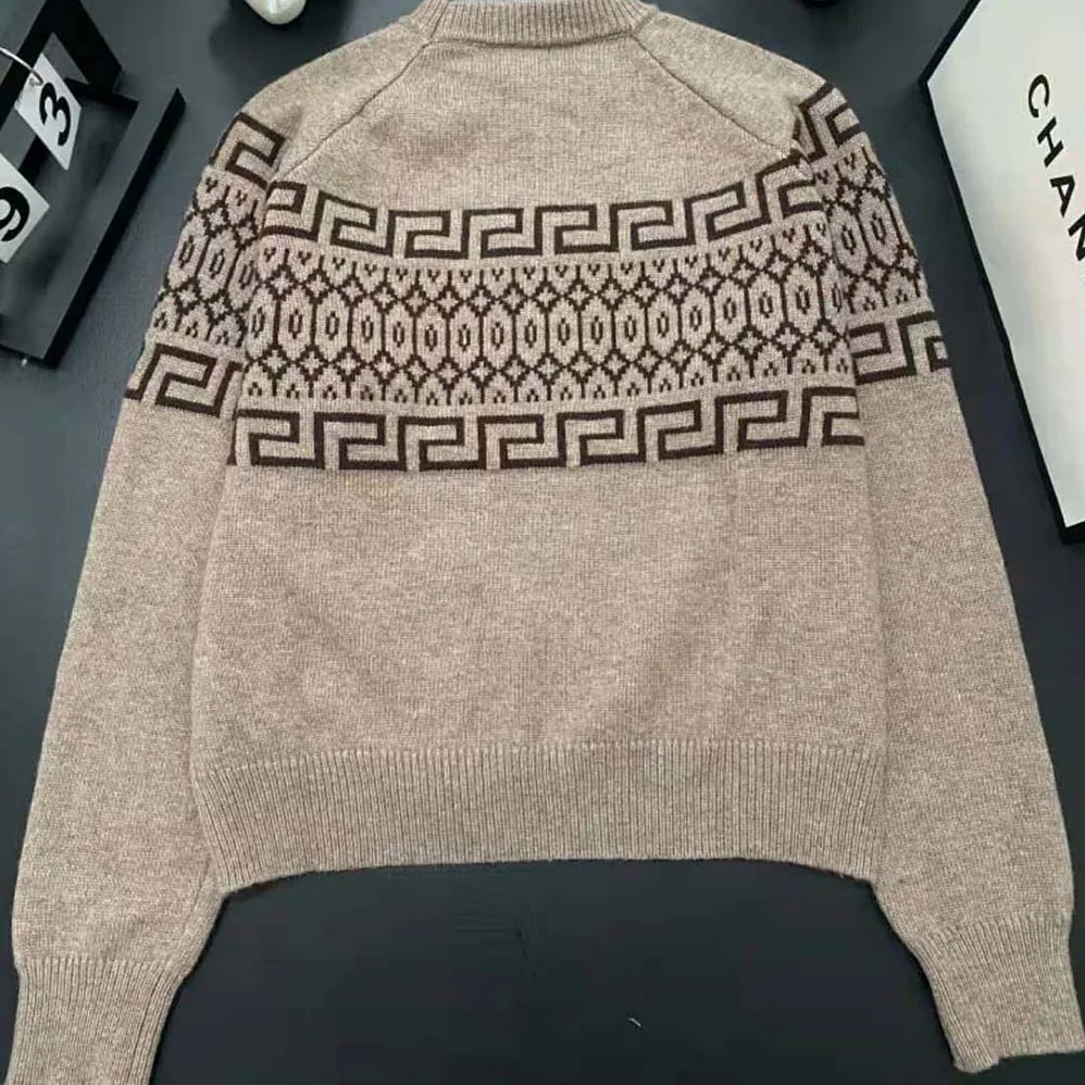 Celine Crew Neck Sweater in Triomphe Fair Isle Wool for Men