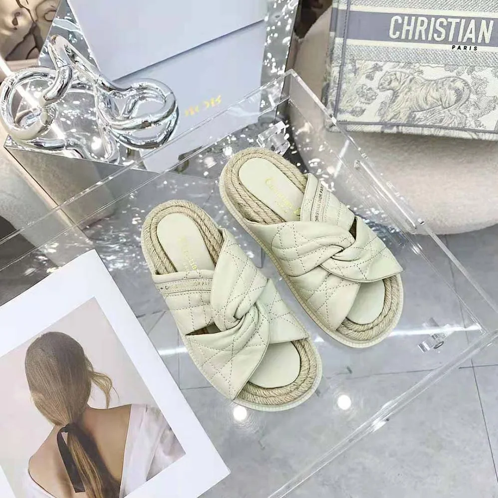 Dior Dtwist Slide White Cannage Lambskin for Women Dior Dtwist Slide White Cannage Lambskin for Women