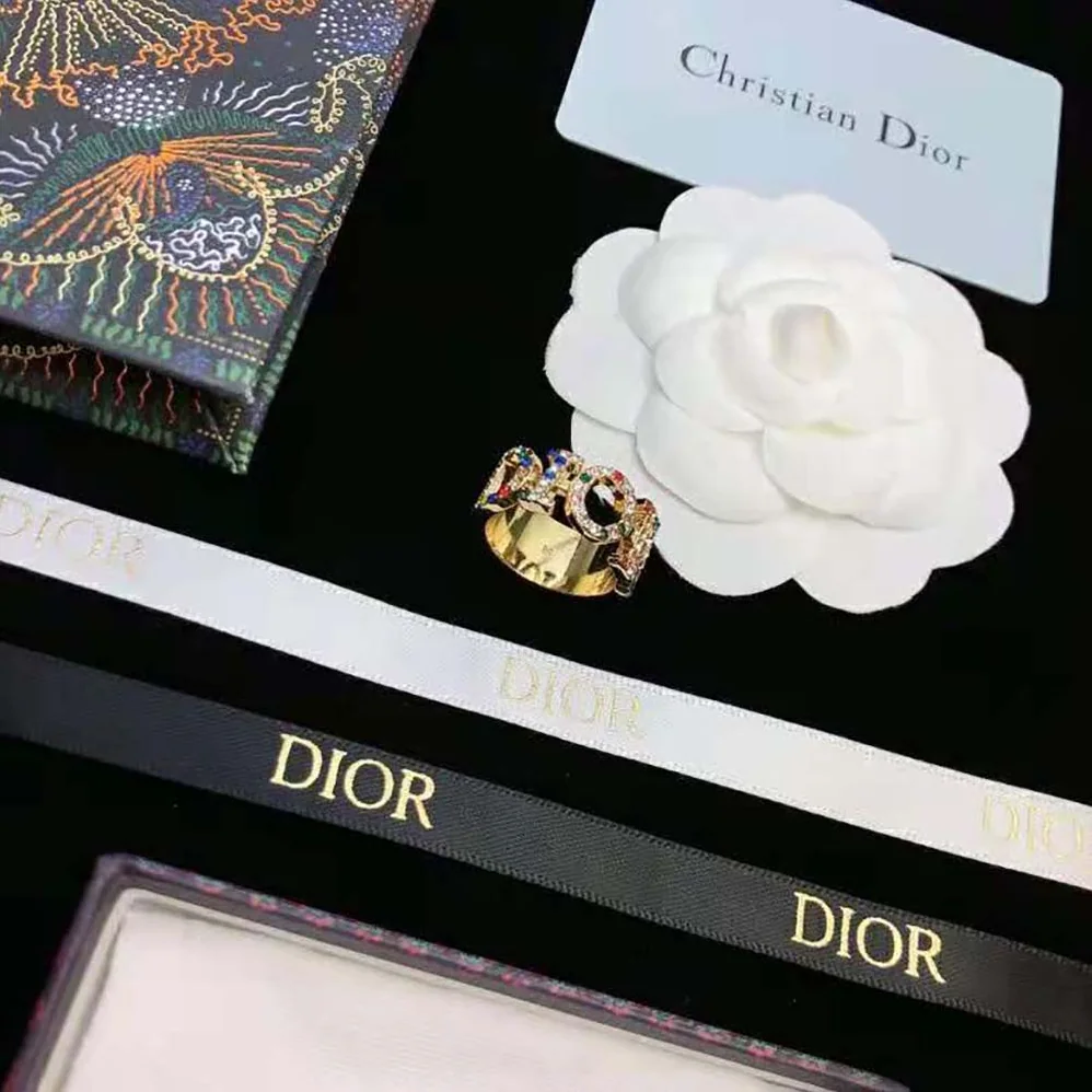 Dior Dio(r)evolution Ring Gold-Finish Metal and Multicolor Crystals for Women Dior Dio(r)evolution Ring Gold-Finish Metal and Multicolor Crystals for Women