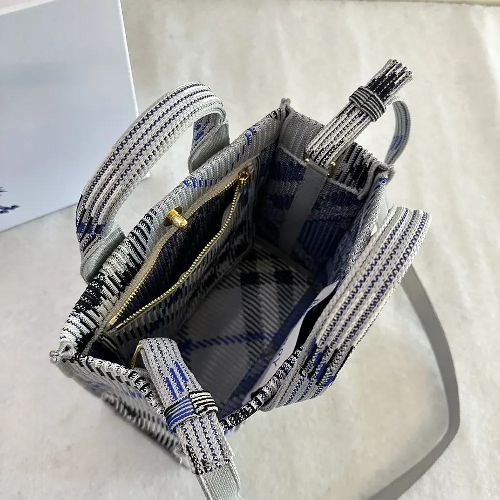 Burberry Small Check Knitted Tote for Women