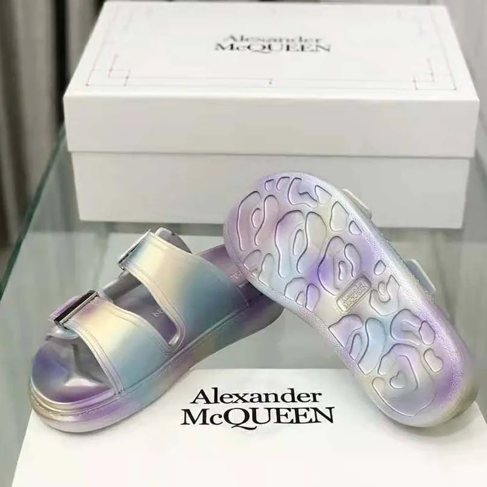 Alexander Mcqueen Oversized Hybrid Slide in Silver for Women