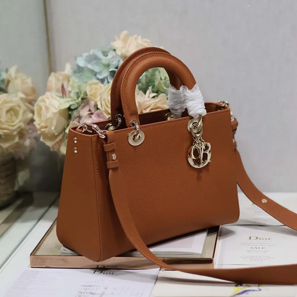 Dior Medium Lady D-Sire My ABCDior Bag Dark Brandy Taurillon Leather for Women