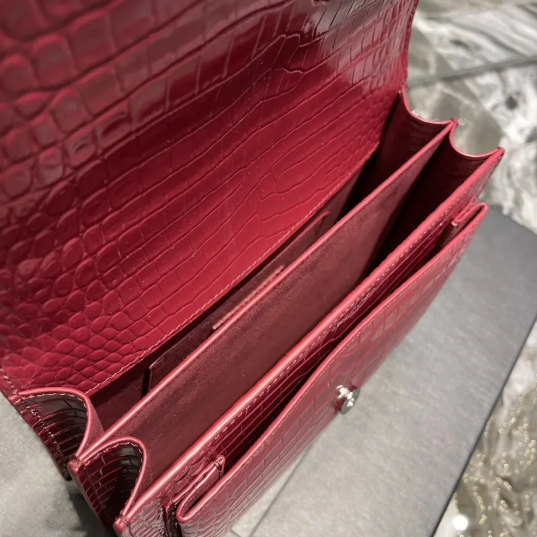 Saint Laurent Sunset Medium Chain Bag Red in YSL Saint Laurent Sunset Medium Chain Bag Red in YSL
