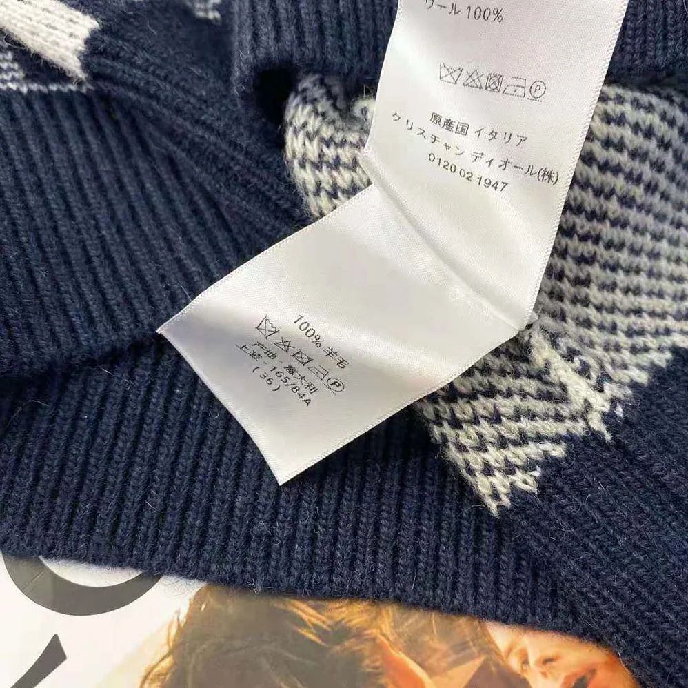 Dior Oblique Sweater with Tartan Motif Gray Wool Jacquard for Men