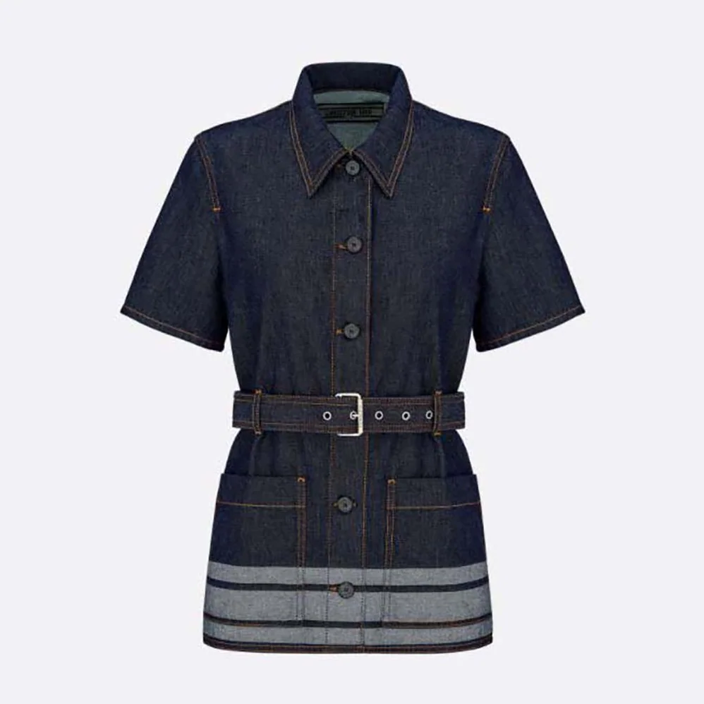 Dior Denim Couture Short for Women in Sleeved Belted Jacket