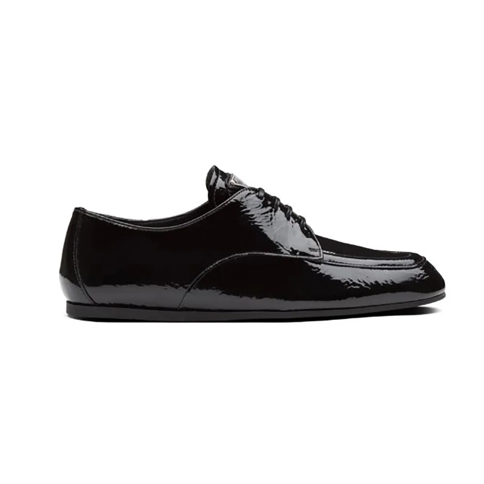 Prada Naplak Leather Laced Shoes for Women in Black Prada Naplak Leather Laced Shoes for Women in Black