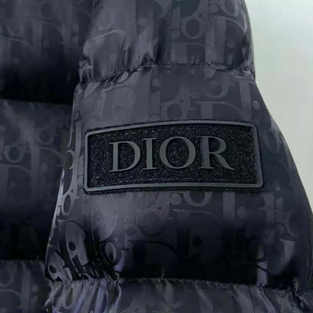 Dior Oblique Down Jacket Black Nylon Jacquard for Men Dior Oblique Down Jacket Black Nylon Jacquard for Men