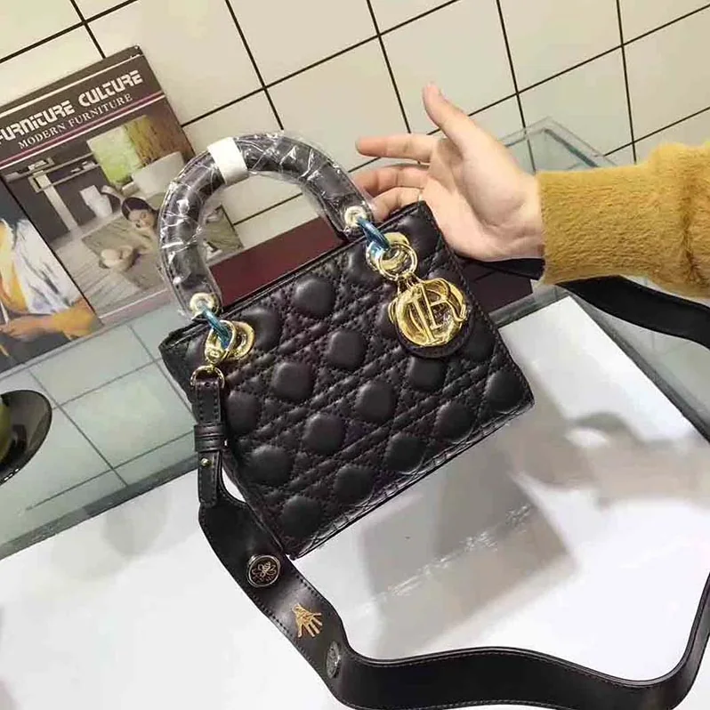 Dior My Lady Dior Bag in Cannage Lambskin in Black