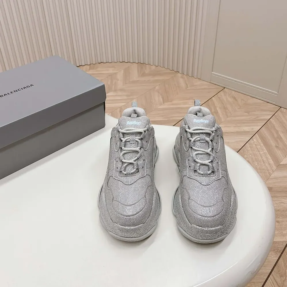 Balenciaga Triple S Sneaker with Rhinestones in Dark Grey for Unisex Balenciaga Triple S Sneaker with Rhinestones in Dark Grey for Unisex