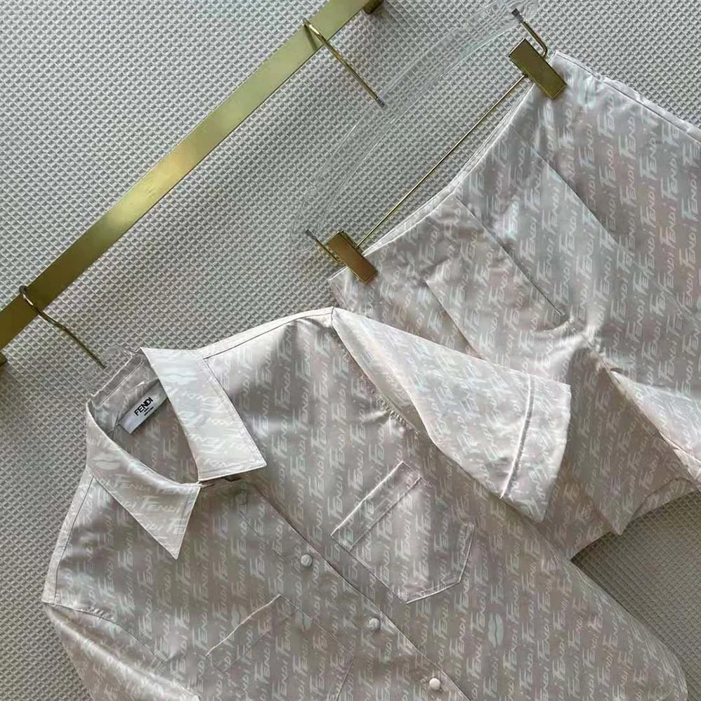 Fendi Pink Chambray Shirt Classic Collar and Patch Pockets for Women Fendi Pink Chambray Shirt Classic Collar and Patch Pockets for Women