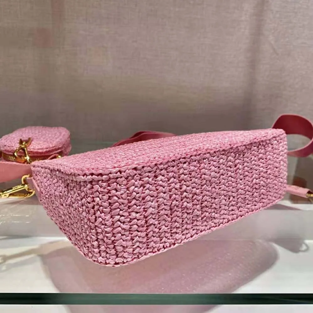 Prada Re-Edition 2005 Raffia Bag for Women in Pink Prada Re-Edition 2005 Raffia Bag for Women in Pink