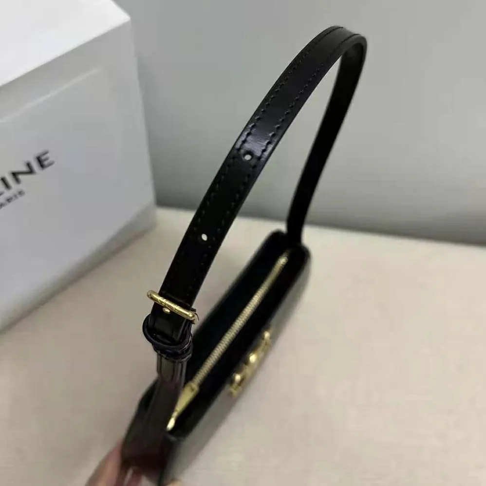 Celine Medium Tilly Bag in Shiny Calfskin for Women in Black