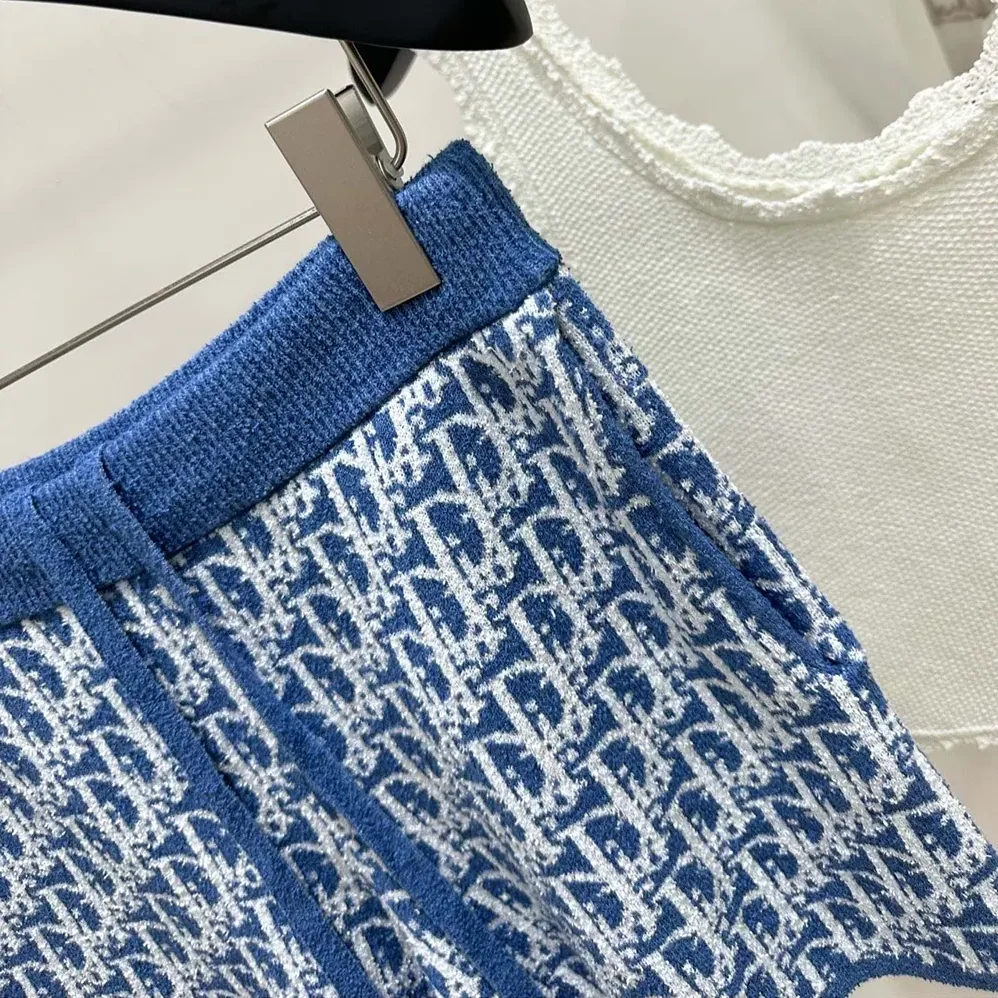 Dior Dioriviera Shorts Blue Spongy Dior Oblique Cotton for Women in Blend Jacquard Dior Dioriviera Shorts Blue Spongy Dior Oblique Cotton for Women in Blend Jacquard