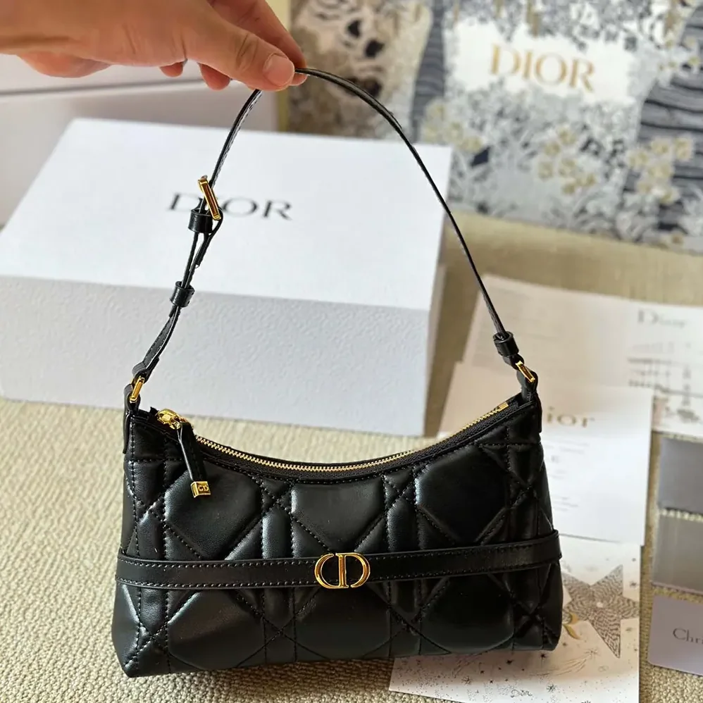 Dior Miss Caro Cigale Mini Bag Black Macrocannage Lambskin for Women