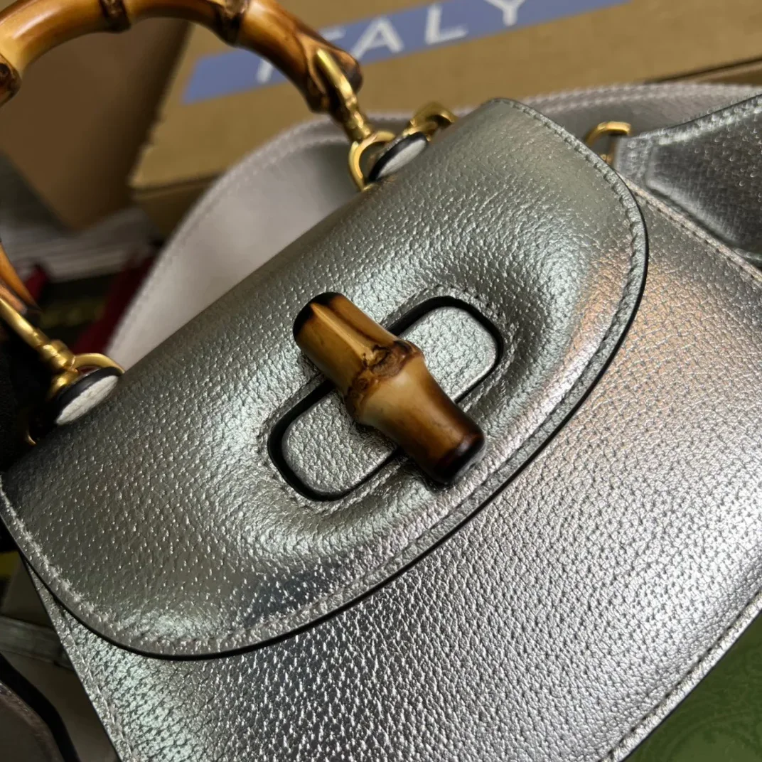 Gucci Bamboo 1947 Mini Top Handle Bag Silver Gucci Bamboo 1947 Mini Top Handle Bag Silver