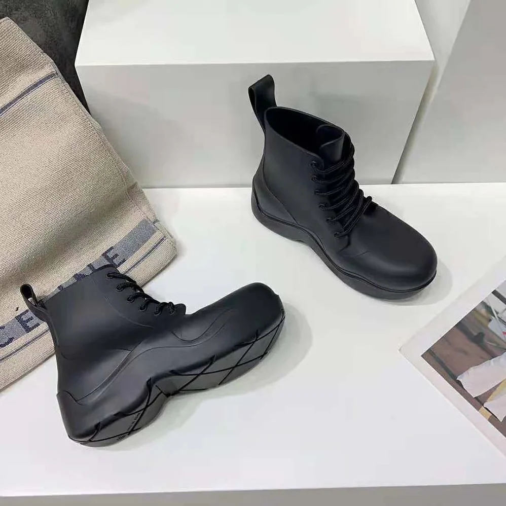 Bottega Veneta Puddle Lace-Up Ankle Boot for Unisex in Black Bottega Veneta Puddle Lace-Up Ankle Boot for Unisex in Black