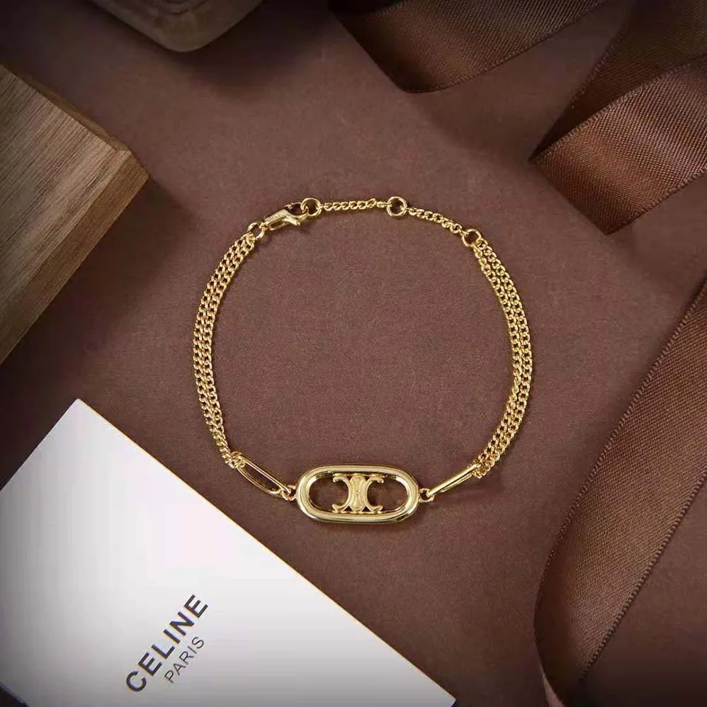 Celine Maillon Triomphe Bracelet in Brass with Gold Finish for Women Celine Maillon Triomphe Bracelet in Brass with Gold Finish for Women