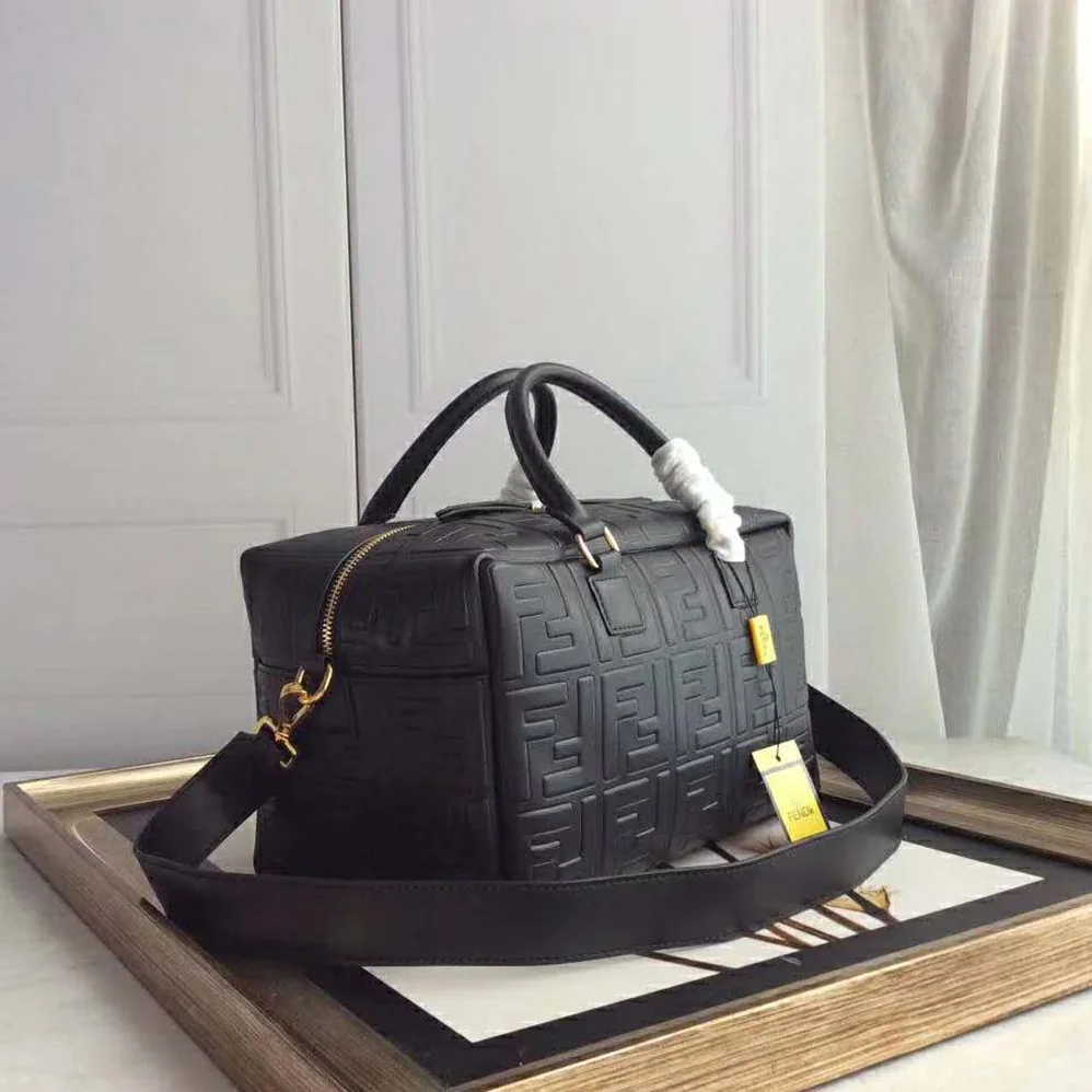 Fendi Small Boston Leather Bag in Large Size for Women in Black Fendi Small Boston Leather Bag in Large Size for Women in Black