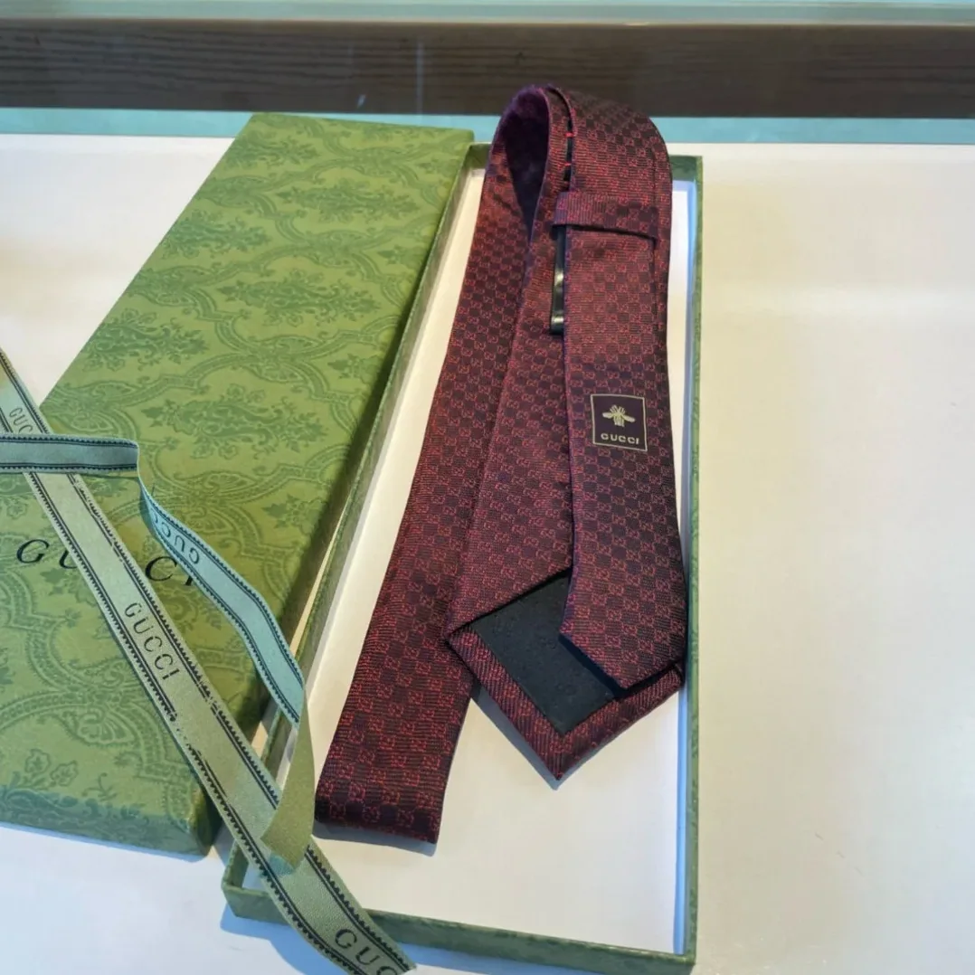 Gucci Monogram Interlocking G Jacquard Burgundy Tie