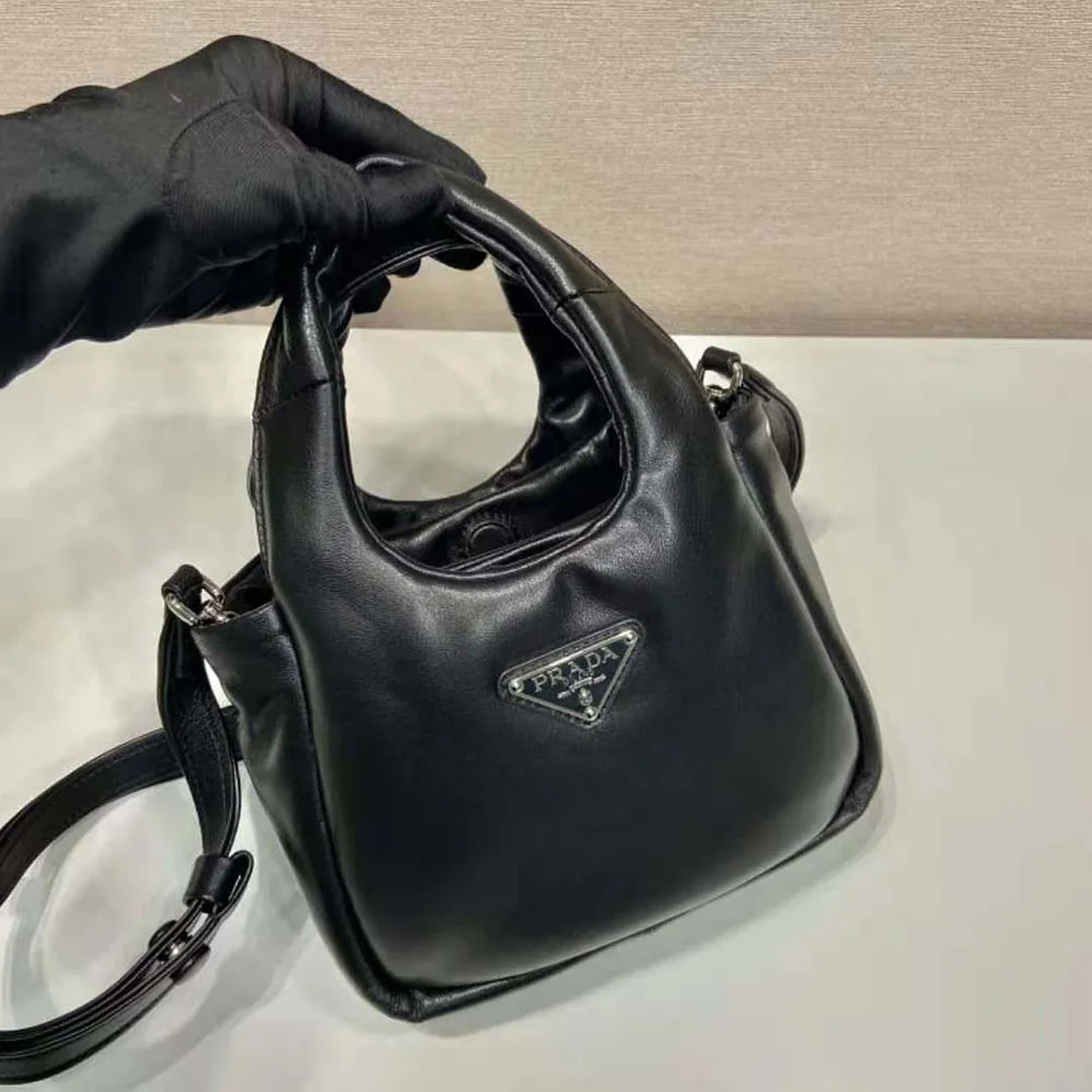 Prada Small Padded Prada Soft Nappa-Leather Bag for Women in Black Prada Small Padded Prada Soft Nappa-Leather Bag for Women in Black