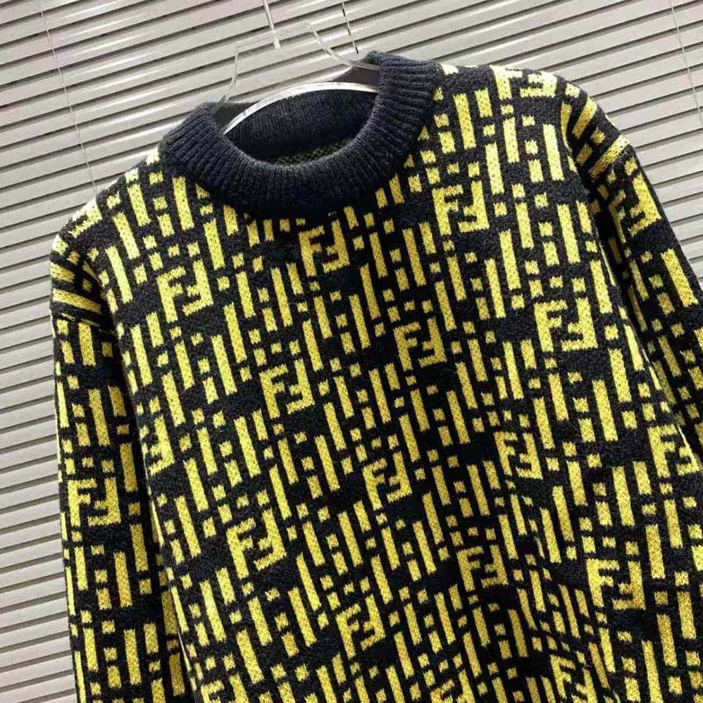Fendi Regular-Fit Crew Neck Sweater for Women in Yellow Fendi Regular-Fit Crew Neck Sweater for Women in Yellow