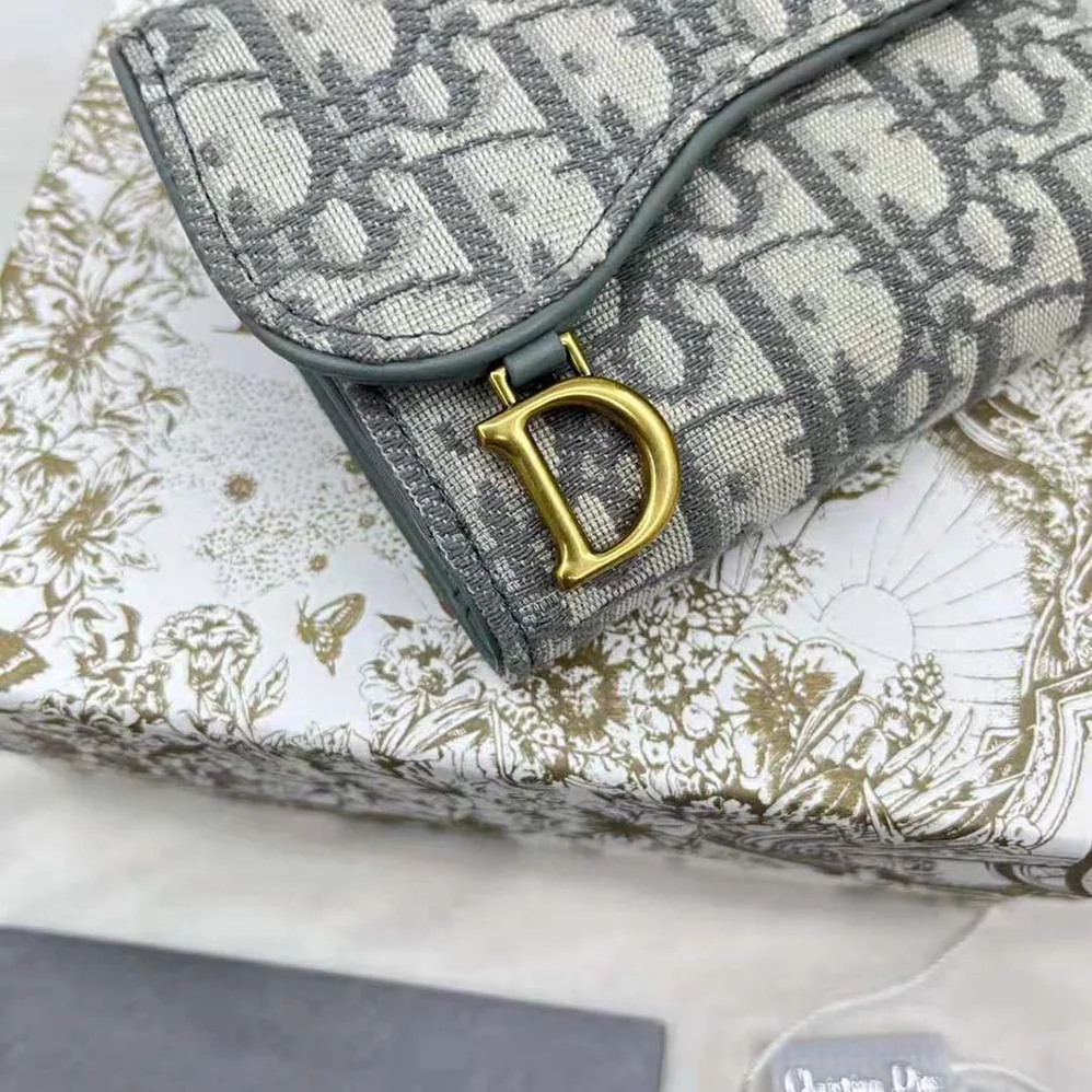 Dior Saddle Lotus Wallet Gray Dior Oblique Jacquard for Women Dior Saddle Lotus Wallet Gray Dior Oblique Jacquard for Women