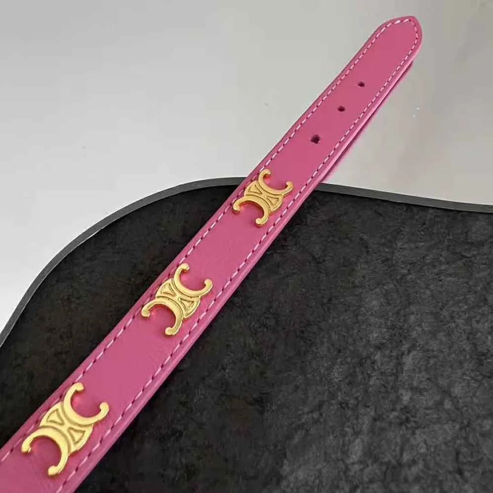 Celine Triomphe Multi Leather Bracelet in Brass with Gold Finish and Smooth Calfskin for Women in Pink