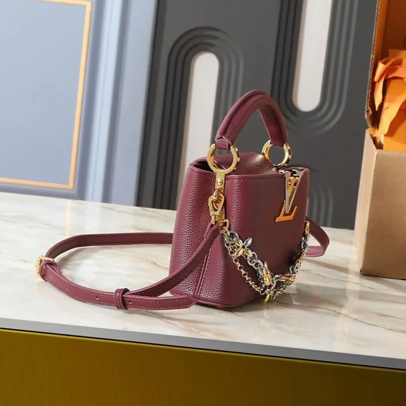 Louis Vuitton Capucines Mini Top Handle Bag / Plum Purple Silver/ Gold Hardware