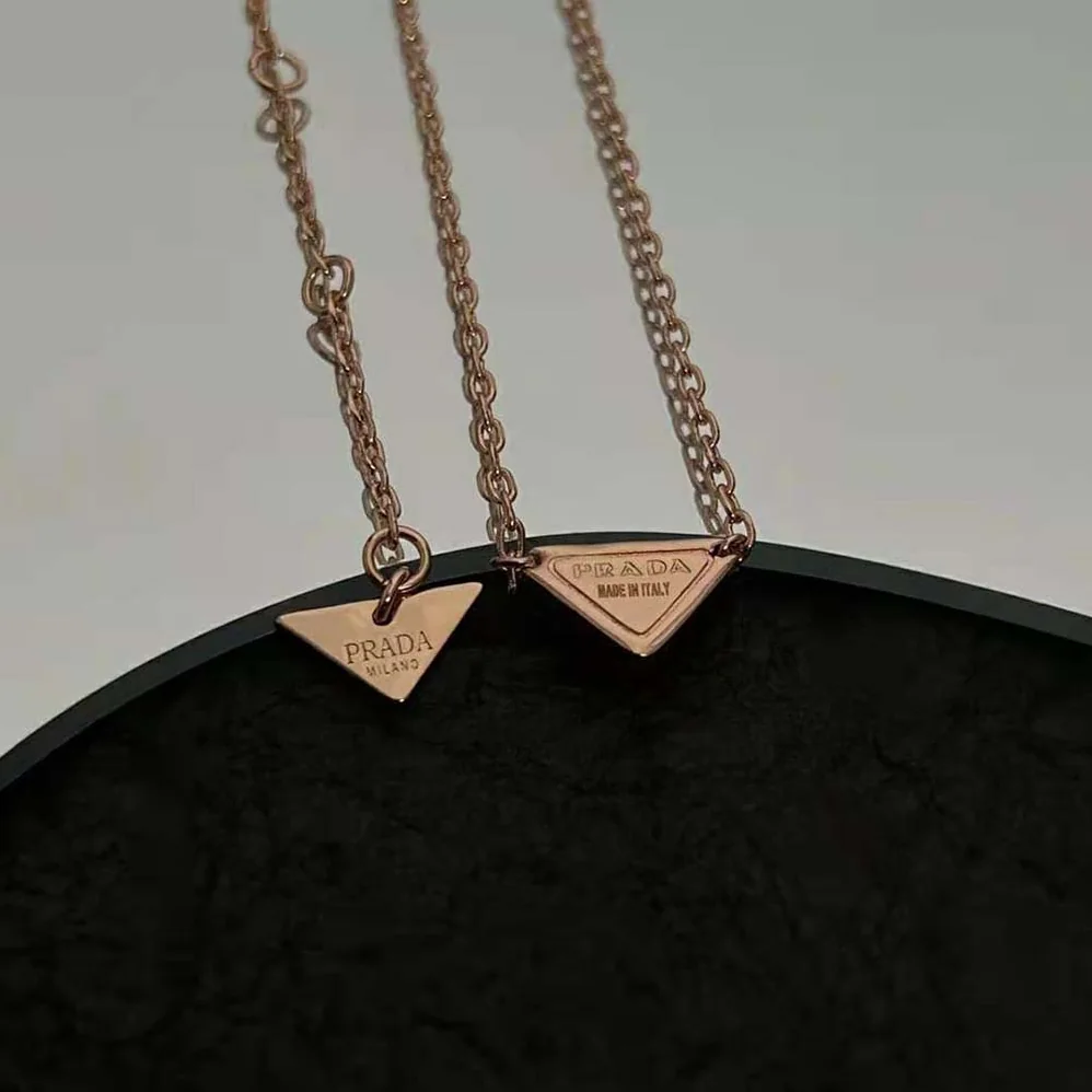 Prada Eternal Gold Necklace in Pink Gold with Nano Triangle Pendant for Women Prada Eternal Gold Necklace in Pink Gold with Nano Triangle Pendant for Women