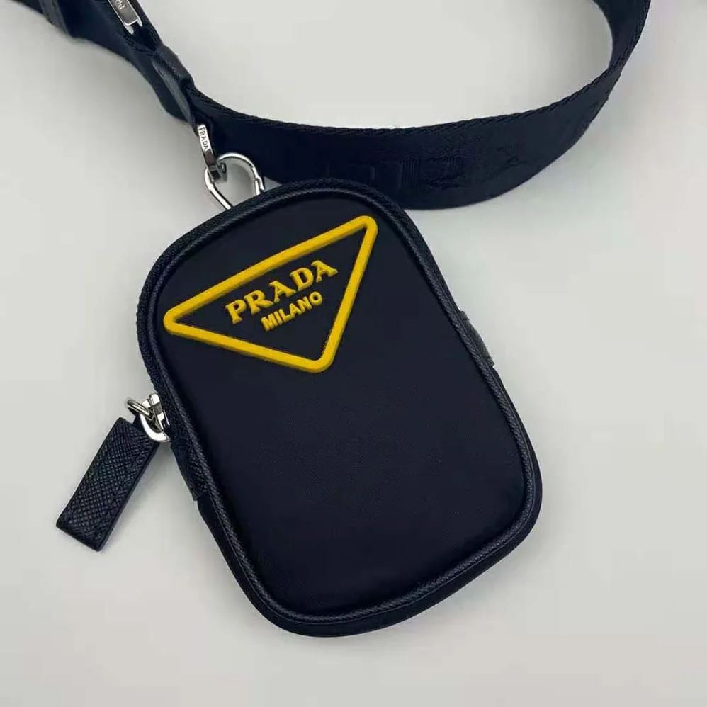 Prada Nylon Cross-Body Bag with External Zipper Pocket for Men in Black