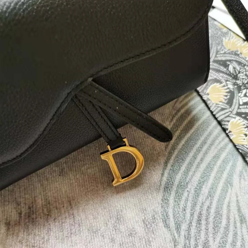 Dior Saddle Double Pouch Goatskin for Women in Black